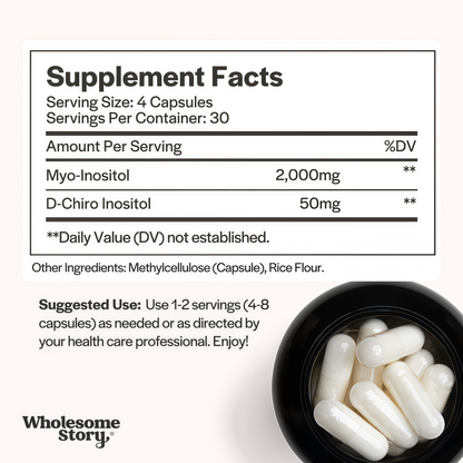 Wholesome Story Myo-Inositol & D-Chiro Inositol Supplement for Women | Fertility Supplements for Hormonal Balance & Ovarian Health Support | Myoinositol | Ideal 40:1 Ratio | 90 Servings